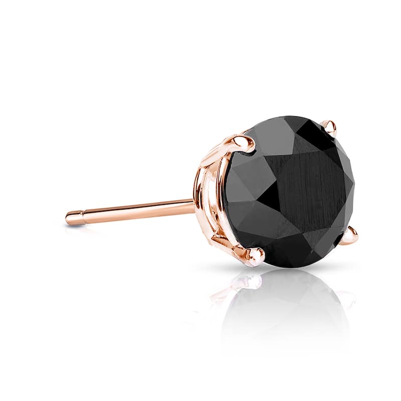 Auriya 14k Gold 1/2ct TDW Round SINGLE STUD (1)Black Diamond Earring