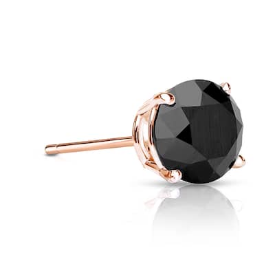 Auriya 14k Gold 1/2ct TDW Round SINGLE STUD (1)Black Diamond Earring