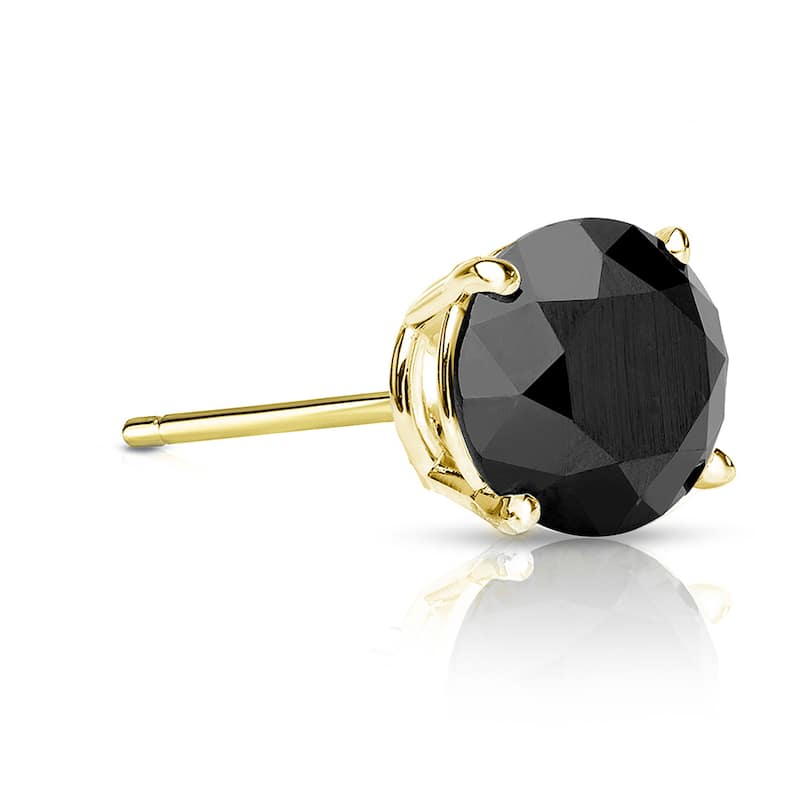 Auriya 3/4ctw Round Black Diamond SINGLE (1) Stud Earring 14k Gold - Yellow