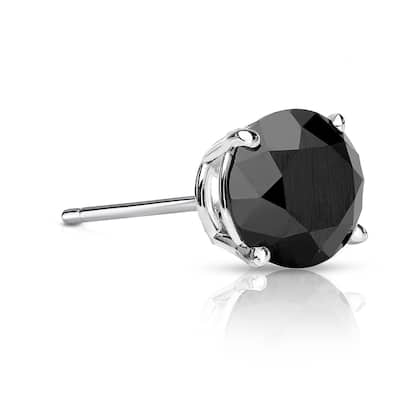 Auriya 3/4ctw Round Black Diamond SINGLE (1) Stud Earring 14k Gold