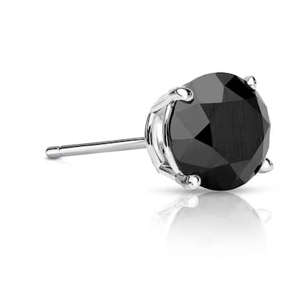 Auriya 1ctw Round Black Diamond SINGLE (1) Stud Earring 14k Gold