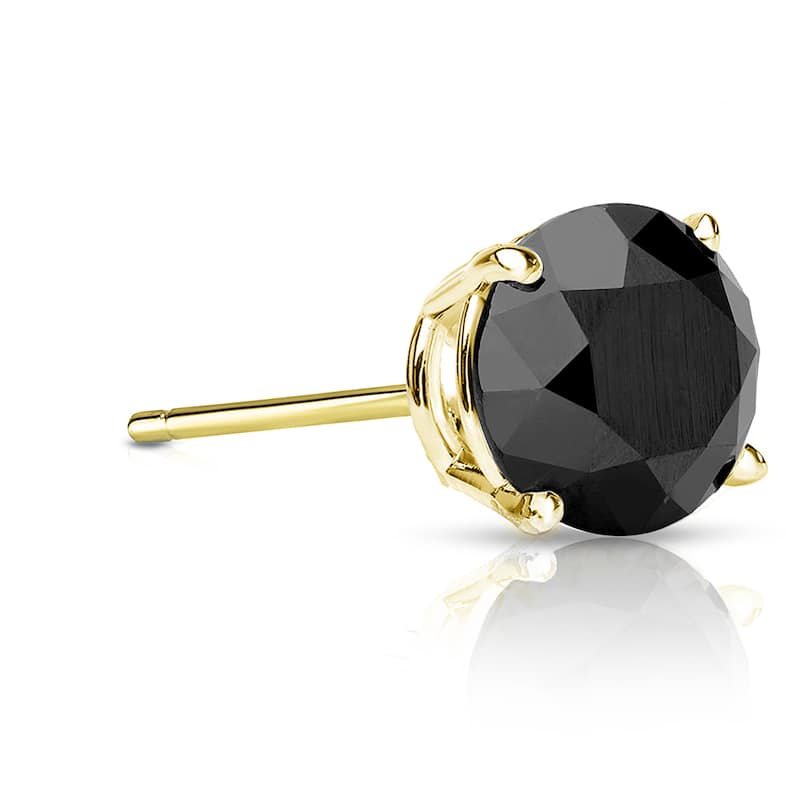 Auriya 1ctw Round Black Diamond SINGLE (1) Stud Earring 14k Gold