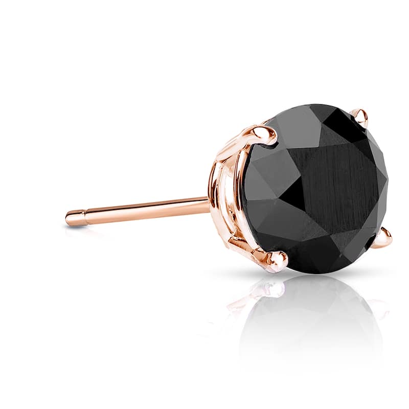 Auriya 1ctw Round Black Diamond SINGLE (1) Stud Earring 14k Gold