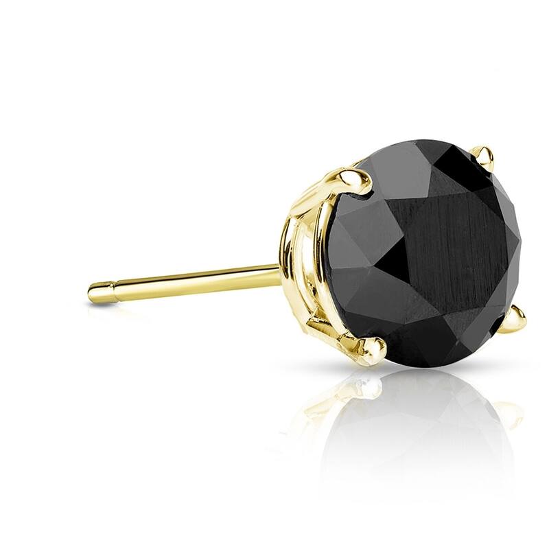 Auriya 1ctw Round Black Diamond SINGLE (1) Stud Earring 14k Gold - Yellow