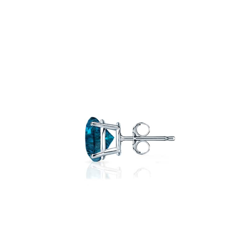 Auriya 1/4ctw Round Blue Diamond SINGLE (1) Stud Earring 14k Gold