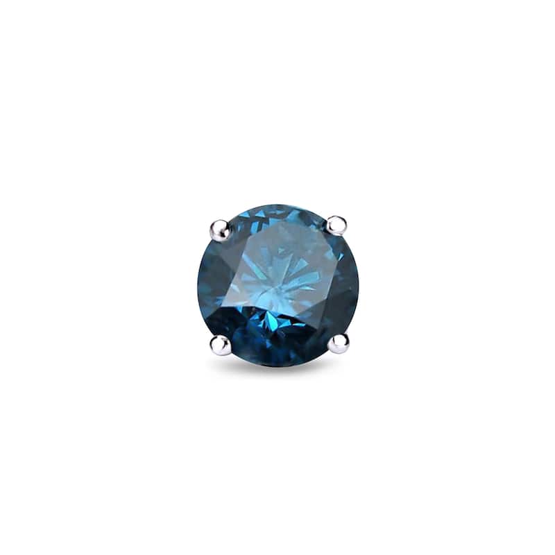 Auriya 14k Gold 1/3ct TDW Round SINGLE STUD (1) Blue Diamond Earring