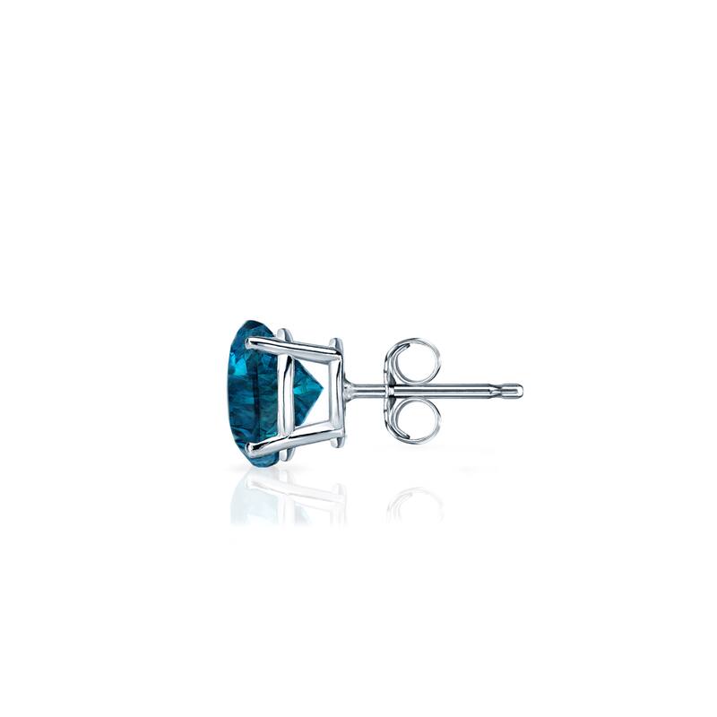 Auriya 14k Gold 1/3ct TDW Round SINGLE STUD (1) Blue Diamond Earring