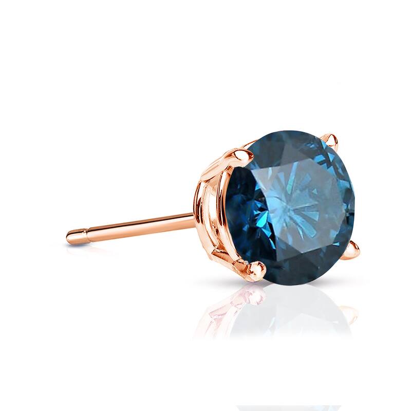 Auriya 14k Gold 1/3ct TDW Round SINGLE STUD (1) Blue Diamond Earring