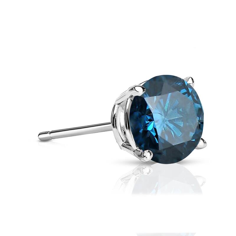 Auriya 14k Gold 1/3ct TDW Round SINGLE STUD (1) Blue Diamond Earring