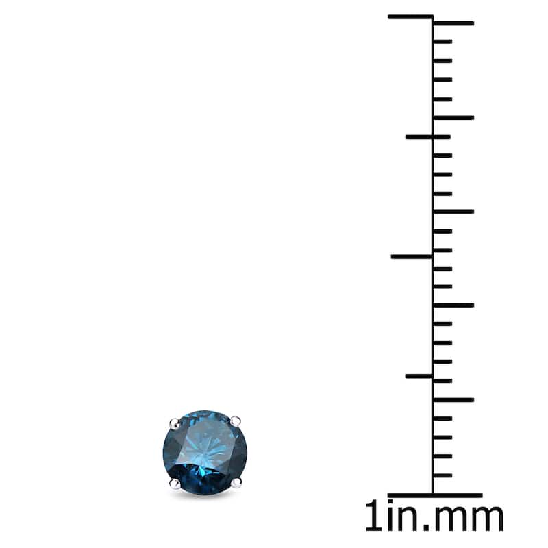 Auriya 14k Gold 1/3ct TDW Round SINGLE STUD (1) Blue Diamond Earring