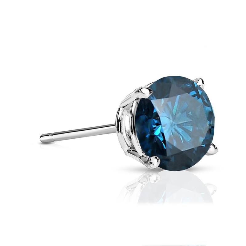 Auriya 1/2ctw Round Blue Diamond SINGLE (1) Stud Earring 14k Gold