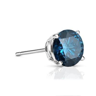 Auriya 1/2ctw Round Blue Diamond SINGLE (1) Stud Earring 14k Gold