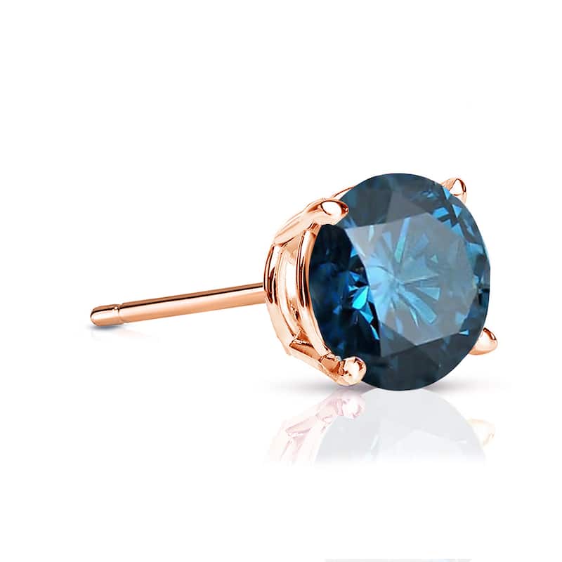 Auriya 1/2ctw Round Blue Diamond SINGLE (1) Stud Earring 14k Gold
