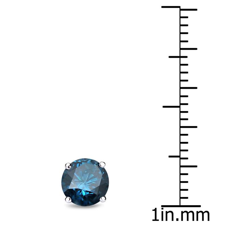Auriya 14k Gold 3/4ct TDW Round SINGLE STUD (1) Blue Diamond Earring