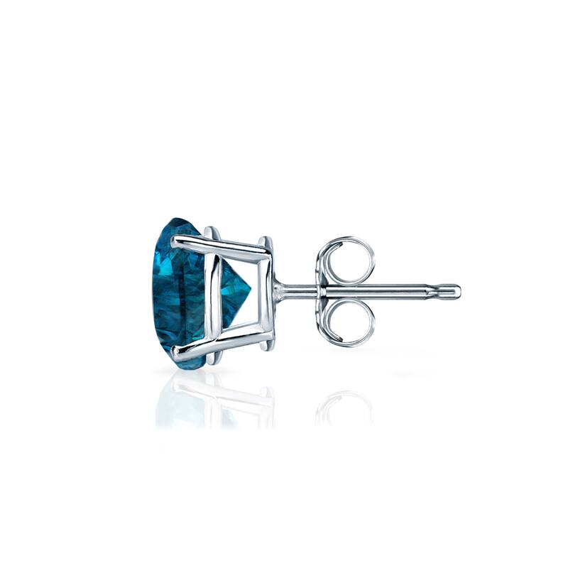 Auriya 14k Gold 3/4ct TDW Round SINGLE STUD (1) Blue Diamond Earring