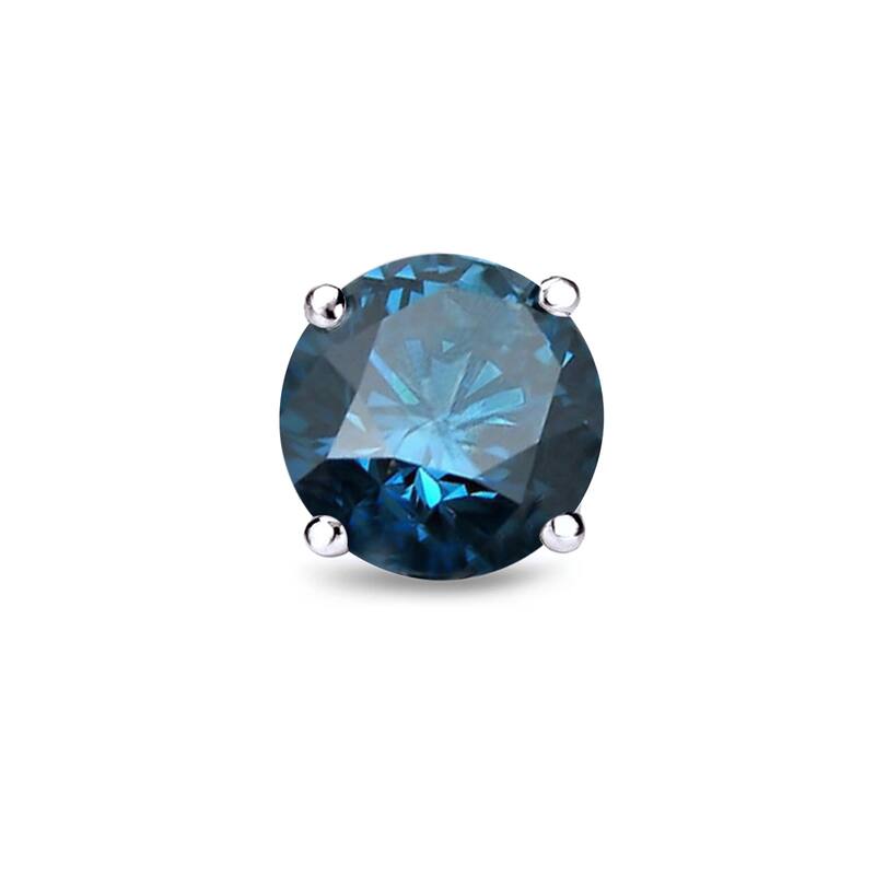 Auriya 14k Gold 3/4ct TDW Round SINGLE STUD (1) Blue Diamond Earring