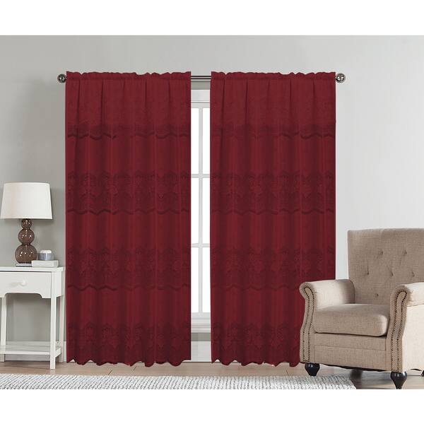 Shop Artistic Linen Aria Red Gold Rod Pocket Window Curtain Panel