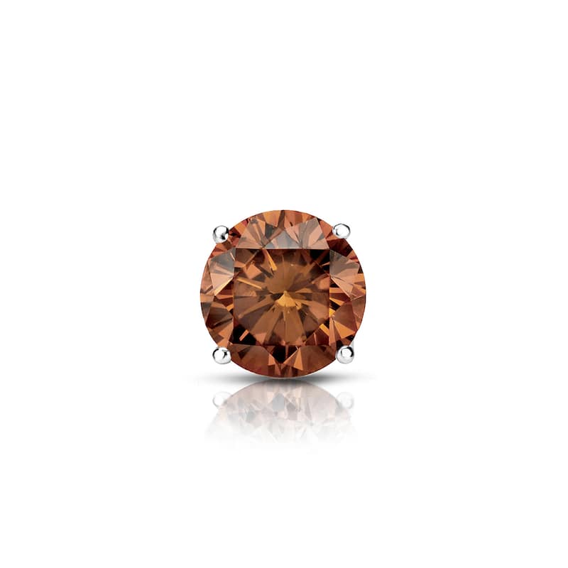 Auriya 14k Gold 1/3ct TDW Round SINGLE (1) Brown Diamond Stud Earring