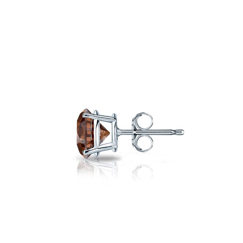 Auriya 14k Gold 1/3ct TDW Round SINGLE (1) Brown Diamond Stud Earring