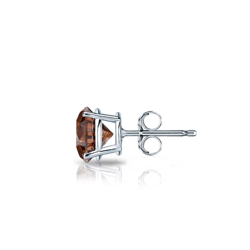 Auriya 1/2ctw Round Brown Diamond SINGLE (1) Stud Earring 14k Gold