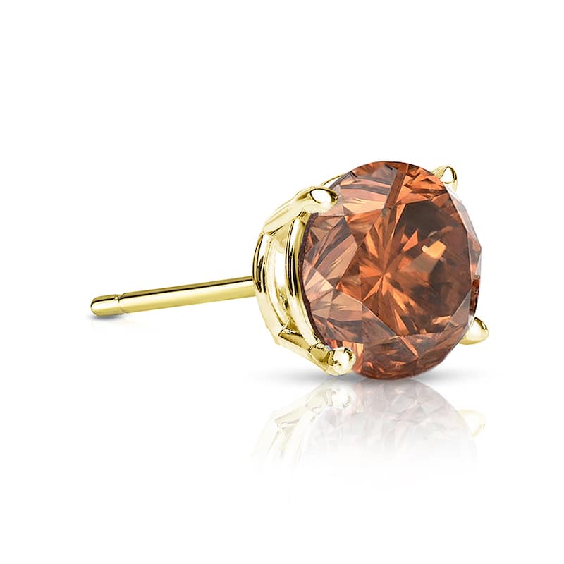 Auriya 1/2ctw Round Brown Diamond SINGLE (1) Stud Earring 14k Gold