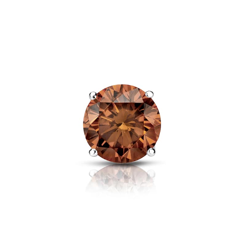 Auriya 1/2ctw Round Brown Diamond SINGLE (1) Stud Earring 14k Gold