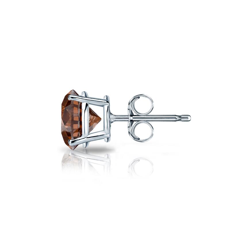 Auriya 14k Gold 3/4ct TDW Round SINGLE (1) Brown Diamond Stud Earring