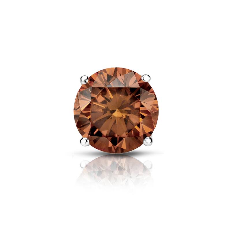 Auriya 14k Gold 3/4ct TDW Round SINGLE (1) Brown Diamond Stud Earring