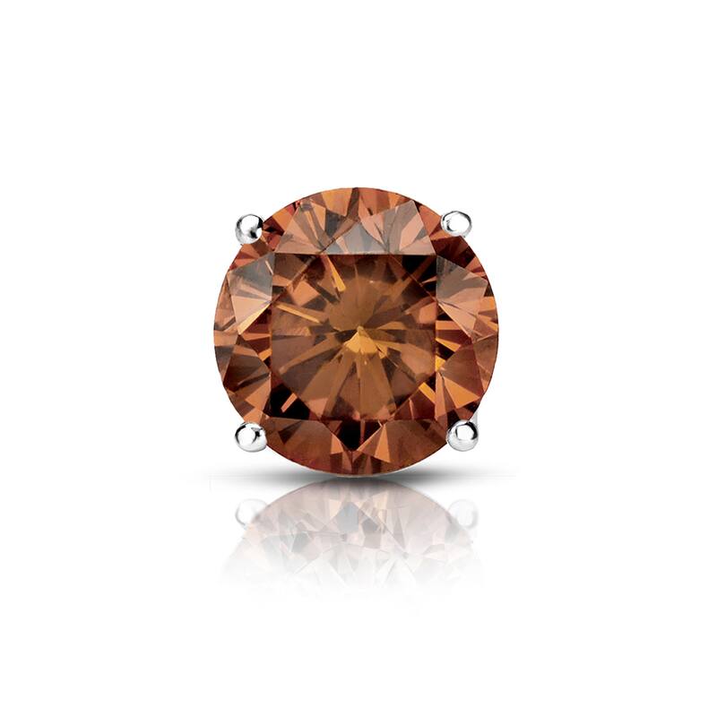 Auriya 14k Gold 1ct TDW Round SINGLE (1) Brown Diamond Stud Earring