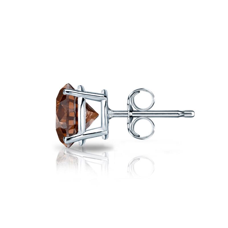 Auriya 14k Gold 1ct TDW Round SINGLE (1) Brown Diamond Stud Earring