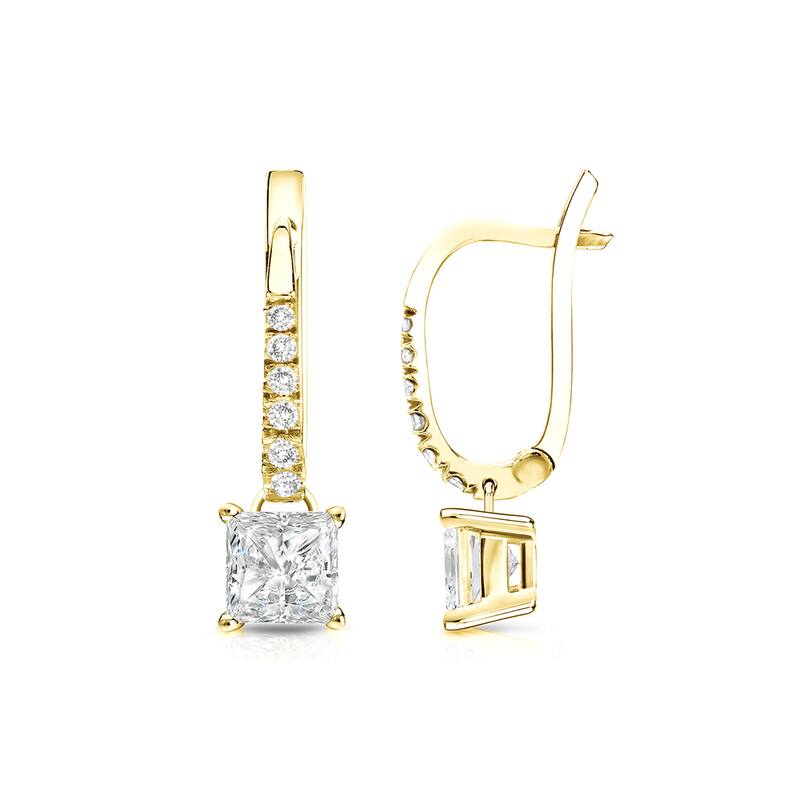 Auriya 14k Gold 3/4ctw Princess-cut Diamond Dangle Earrings (I-J, SI2-SI3)
