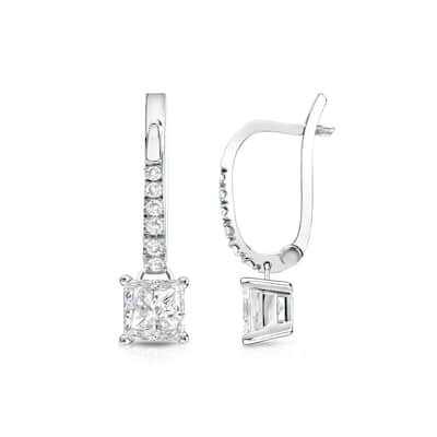 Auriya 14k Gold 3/4ctw Princess-cut Diamond Dangle Earrings (I-J, SI2-SI3)