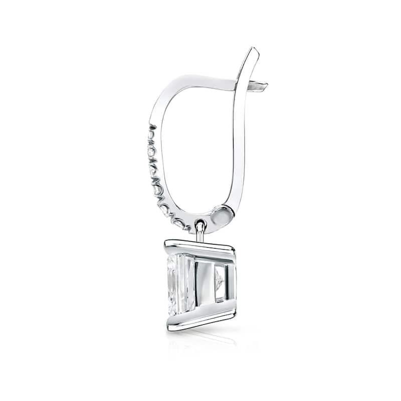 Auriya 14k Gold 1ctw Princess-cut Diamond Dangle Earrings (I-J, SI2-SI3)