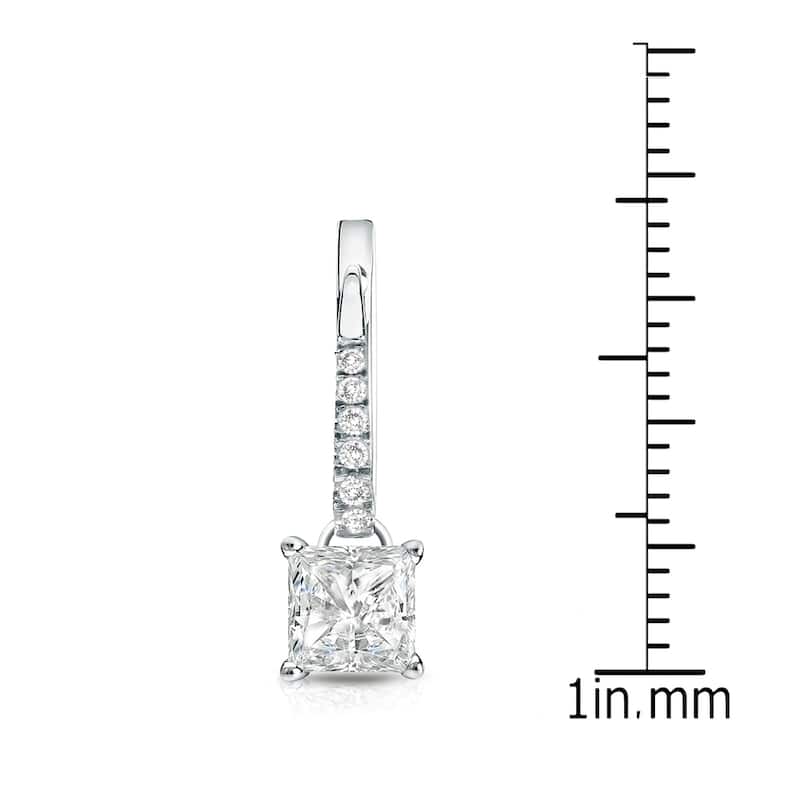 Auriya 14k Gold 1 1/4ctw Princess-cut Diamond Dangle Earrings (I-J, SI2-SI3)