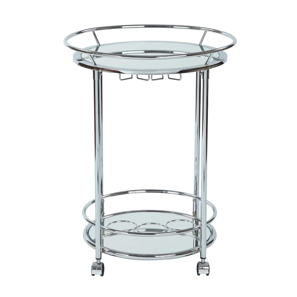 Silver Orchid Rita Serving Cart with Chrome Finish