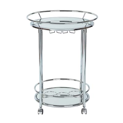 Silver Orchid Rita Serving Cart with Chrome Finish - N/A
