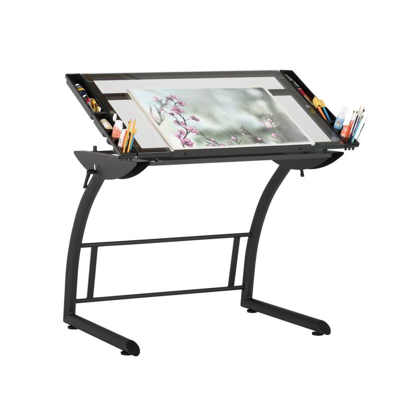 Studio Designs Triflex Metal and Glass Drawing Table Height Adjustable