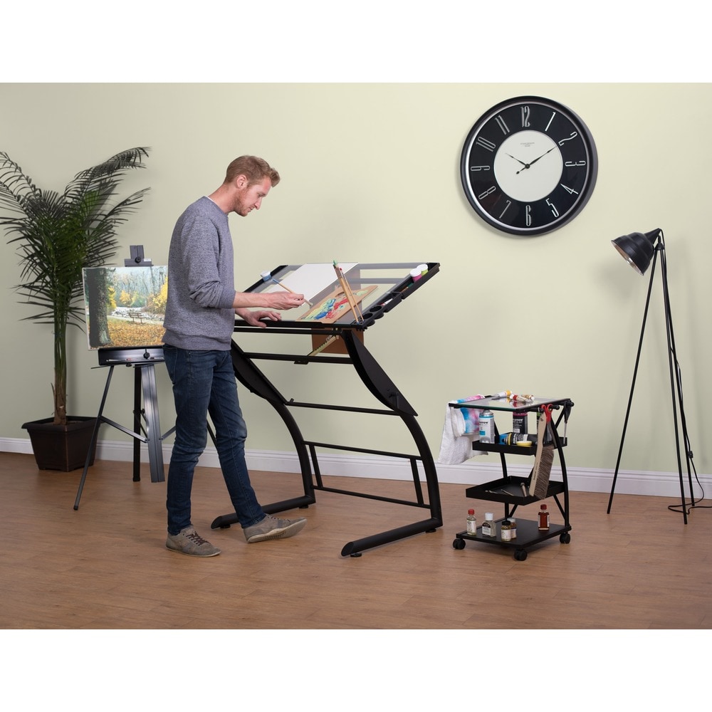 Studio Designs TriFlex Standing Height Adjustable Drawing Table - Charcoal Black White