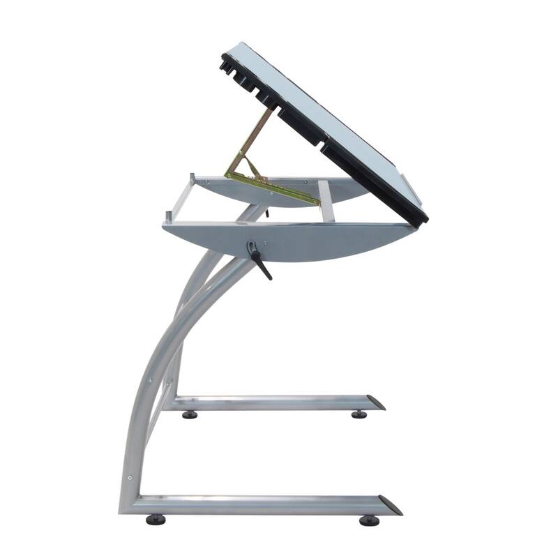 Studio Designs Triflex Metal and Glass Drawing Table Height Adjustable