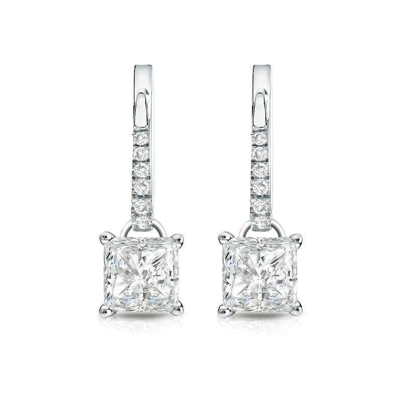 Auriya 14k Gold 1 3/4ctw Princess-cut Diamond Dangle Earrings (I-J, SI2-SI3)