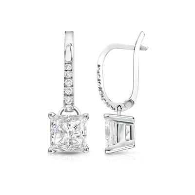 Auriya 14k Gold 2ctw Princess-cut Diamond Dangle Earrings (I-J, SI2-SI3)