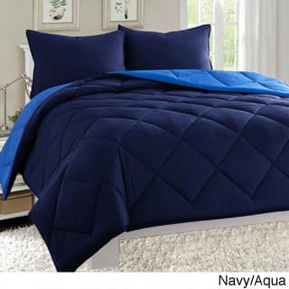 Porch & Den Merrimack All-season Reversible 3-piece Comforter Set - Twin/Twin / Twin Xl - Navy/Aqua