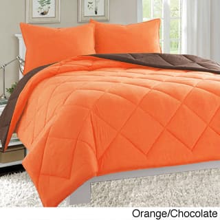 Porch & Den Merrimack All-season Reversible 3-piece Comforter Set - Twin/Twin / Twin Xl - Orange/Chocolate