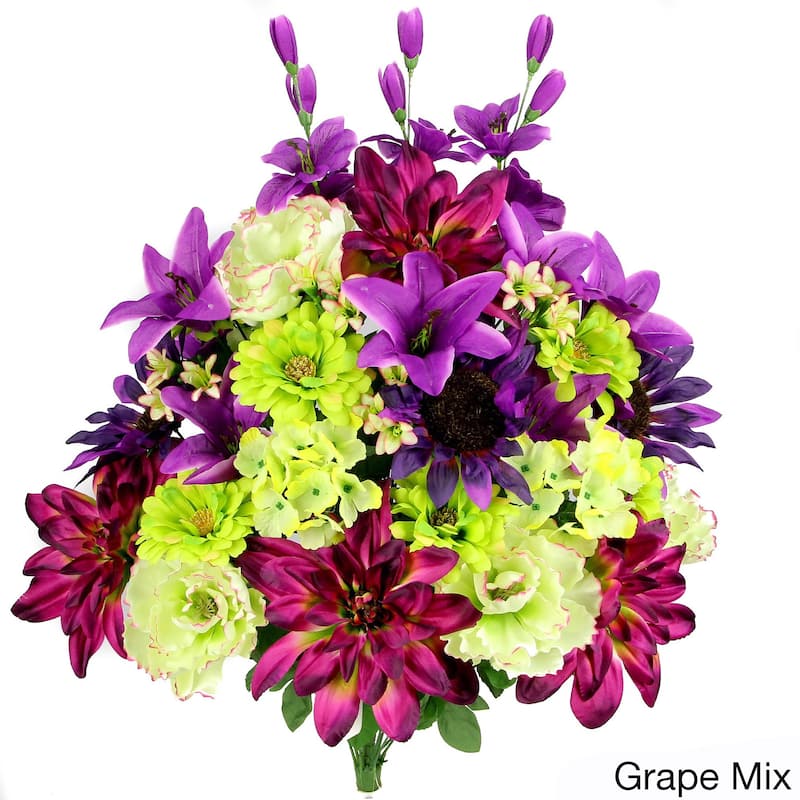 36 Stems Artificial New Dahlia, Sunflower, Peony, Hydrangea Mixed Flower Bush with Greenery