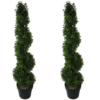 Artificial Plants Online At Our Best Decorative 3 Foot Faux Boxwoodspiral Topiary Plant In Plastic Pots Set Of 2