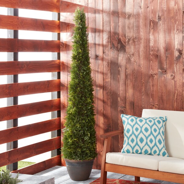 Admired By Nature Cypress Green 6 Foot Artificial Leave Tower Admired By Nature Cypress Green 6 Foot Artificial Leave Tower Cone Topiary Plant Tree In