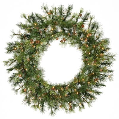 36" Pre-Lit Mixed Country Pine Artificial Christmas Wreath - Clear Lights