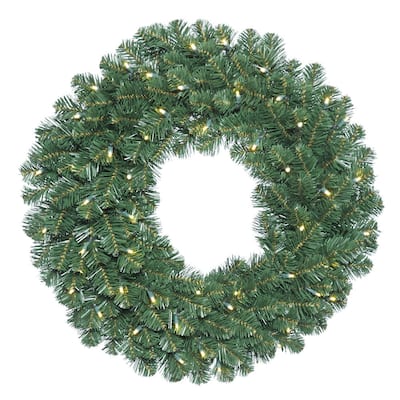 Oregon Fir Green 36-inch Artificial Wreath With 100 Warm White LED Lights
