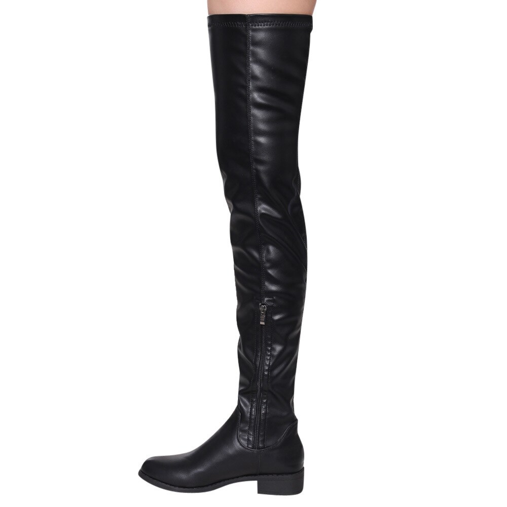 womens black leather thigh high boots