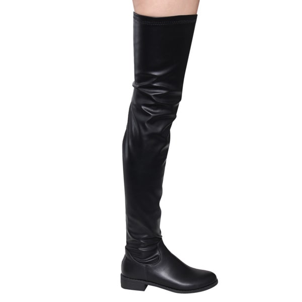 thigh high boots with short heel